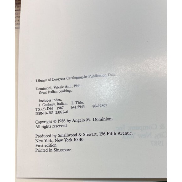 Great Italian Cooking Cookbook by Valerie Ann Dominioni 150+ Authentic Recipes - Picture 10 of 12